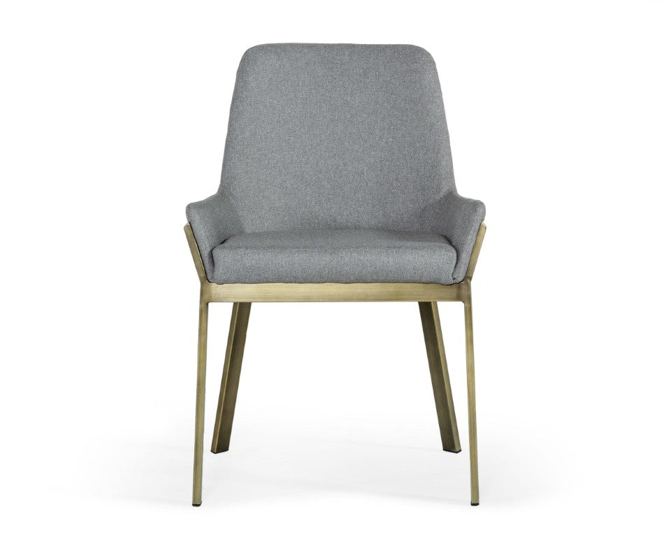 VIG Furniture Ganon Upholstered Light Grey Dining Chair With Brushed Antique Brass Wrap Legs — Comfort & Style VGGAGA-6736CH-GRY-DC