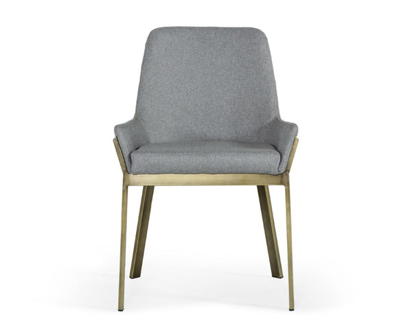 VIG Furniture Ganon Upholstered Light Grey Dining Chair With Brushed Antique Brass Wrap Legs — Comfort & Style VGGAGA-6736CH-GRY-DC