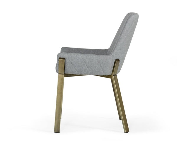 VIG Furniture Ganon Upholstered Light Grey Dining Chair With Brushed Antique Brass Wrap Legs — Comfort & Style VGGAGA-6736CH-GRY-DC