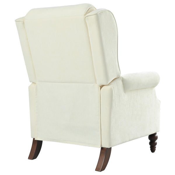 English Elm Christopher Knight Home® - 29.75" Push Back Recliner Chair with Wingback Design, Gourd Wooden Legs, Polyester Upholstery, Cozy Comfort Beige N763P201072A