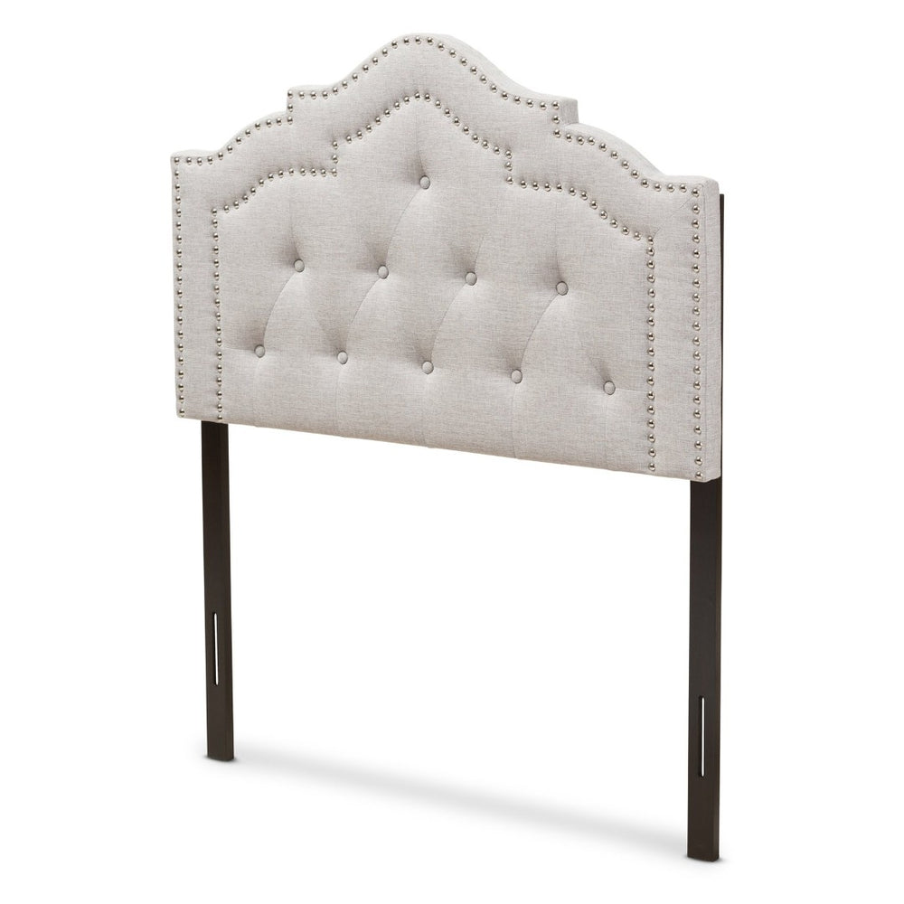 Baxton Studio Baxton Studio Edith Upholstered Twin Headboard - Elegant Greyish Beige with Glamorous Details BBT6695-Greyish Beige-Twin HB-H1217-14