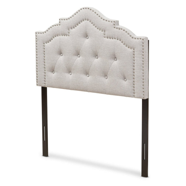 Baxton Studio Baxton Studio Edith Upholstered Twin Headboard - Elegant Greyish Beige with Glamorous Details BBT6695-Greyish Beige-Twin HB-H1217-14