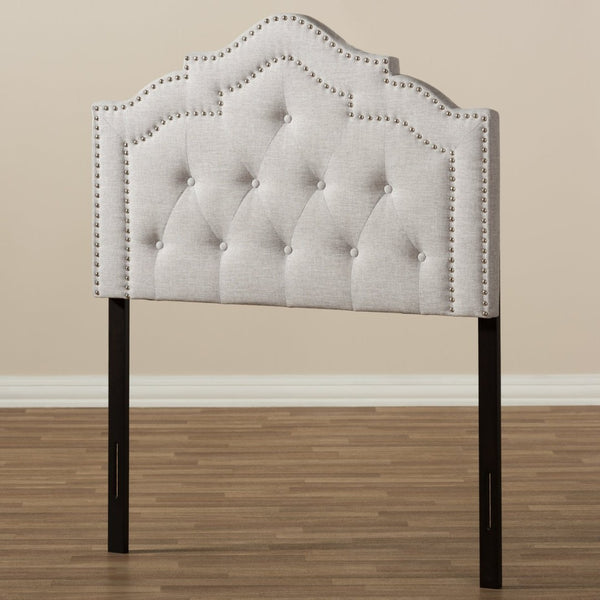 Baxton Studio Baxton Studio Edith Upholstered Twin Headboard - Elegant Greyish Beige with Glamorous Details BBT6695-Greyish Beige-Twin HB-H1217-14
