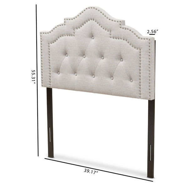Baxton Studio Baxton Studio Edith Upholstered Twin Headboard - Elegant Greyish Beige with Glamorous Details BBT6695-Greyish Beige-Twin HB-H1217-14
