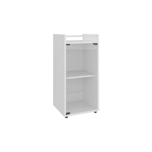 English Elm Theba Minibar Cabinet Kronos White — Compact Two-Door Bar Storage with Open Shelf for Small Spaces B200P335381