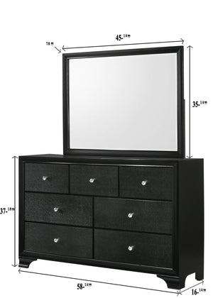 English Elm 1pc Glam Seven-Drawer Dresser with Embossed Crocodile Finish, Felt-Lined Top Drawers & Dovetail Craftsmanship Black 62.4 L x 20.4 W x 41.3 H B011P217897