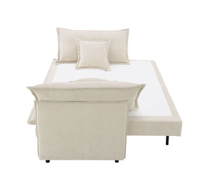English Elm Elisea Beige Fabric Sleeper Sectional Sofa with Storage, Pocket Coil Seats, Removable Covers, Full B2726S00129
