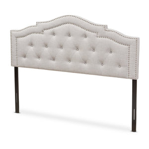 Baxton Studio Baxton Modern Greyish Beige Upholstered Headboard with Button-Tufting and Nailhead Trim for Beds Edith Full BBT6695-Greyish Beige-Full HB-H1217-14