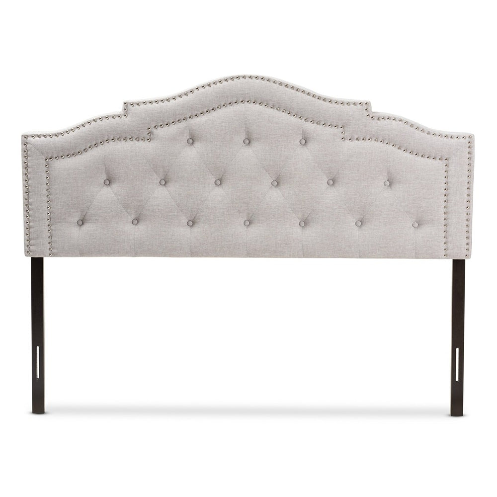 Baxton Studio Baxton Modern Greyish Beige Upholstered Headboard with Button-Tufting and Nailhead Trim for Beds Edith Full BBT6695-Greyish Beige-Full HB-H1217-14