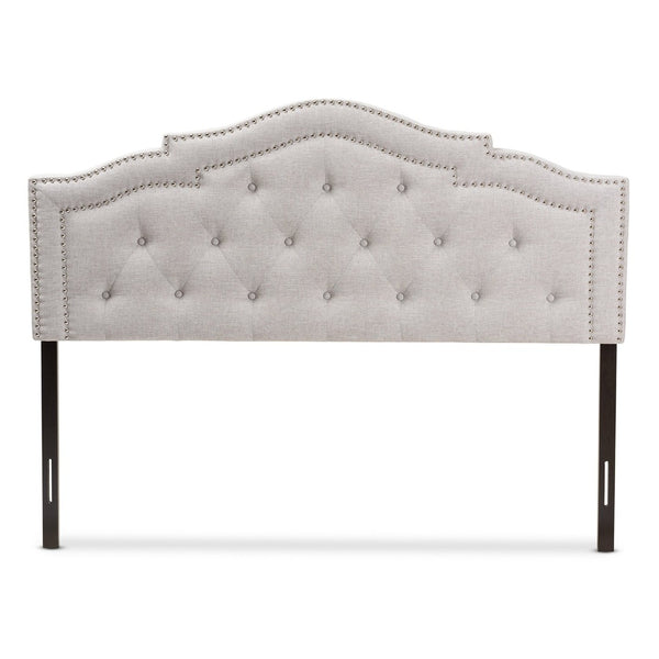 Baxton Studio Baxton Modern Greyish Beige Upholstered Headboard with Button-Tufting and Nailhead Trim for Beds Edith Full BBT6695-Greyish Beige-Full HB-H1217-14