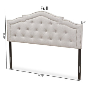 Baxton Studio Baxton Modern Greyish Beige Upholstered Headboard with Button-Tufting and Nailhead Trim for Beds Edith Full BBT6695-Greyish Beige-Full HB-H1217-14