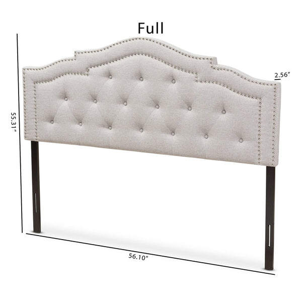 Baxton Studio Baxton Modern Greyish Beige Upholstered Headboard with Button-Tufting and Nailhead Trim for Beds Edith Full BBT6695-Greyish Beige-Full HB-H1217-14