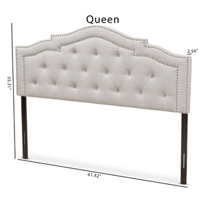 Baxton Studio Baxton Modern Greyish Beige Upholstered Headboard with Button-Tufting and Nailhead Trim for Beds Edith BBT6695-Greyish Beige-Queen HB-H1217-14