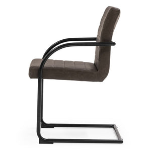 VIG Furniture Ivey Modern Vegan Leather Upholstered Chair With Matte Black Frame, Channel Tufting & Floor Guards Brown Dining Chair VGSWSFC118-BRN-A-DC