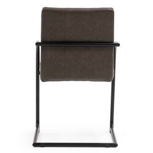 VIG Furniture Ivey Modern Vegan Leather Upholstered Chair With Matte Black Frame, Channel Tufting & Floor Guards Brown Dining Chair VGSWSFC118-BRN-A-DC