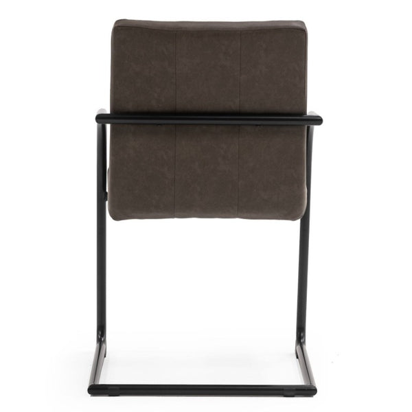 VIG Furniture Ivey Modern Vegan Leather Upholstered Chair With Matte Black Frame, Channel Tufting & Floor Guards Brown Dining Chair VGSWSFC118-BRN-A-DC