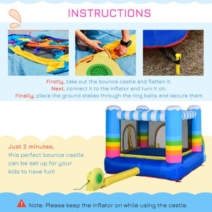 English Elm Outsunny Kids Inflatable Castle with Trampoline Pool and Blower for Backyard Fun W2225P217314