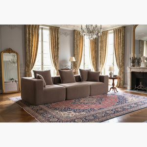 English Elm Modular Low Profile Sectional Sofa Plush Chenille Upholstery for Cozy Living Rooms Brown W3326S00030