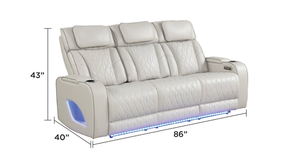 English Elm Fortuner 3PC Beige Living Room Set with Power Recline, Massage, LED Lighting, Bluetooth Speakers and USB B009S01502