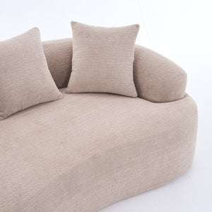 English Elm LY-025S Curved Loveseat Sofa Compact 65" chenille upholstery, 30D foam with spring core, 300lb capacity, 3 pillows, apartment-friendly Apricot Cream W2231P292607