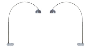 English Elm 1pc Arch Lamp Polished Chrome Stem with White Marble Base, Extendable Neck, Contemporary 81"H Ambient Lighting B2741P317225