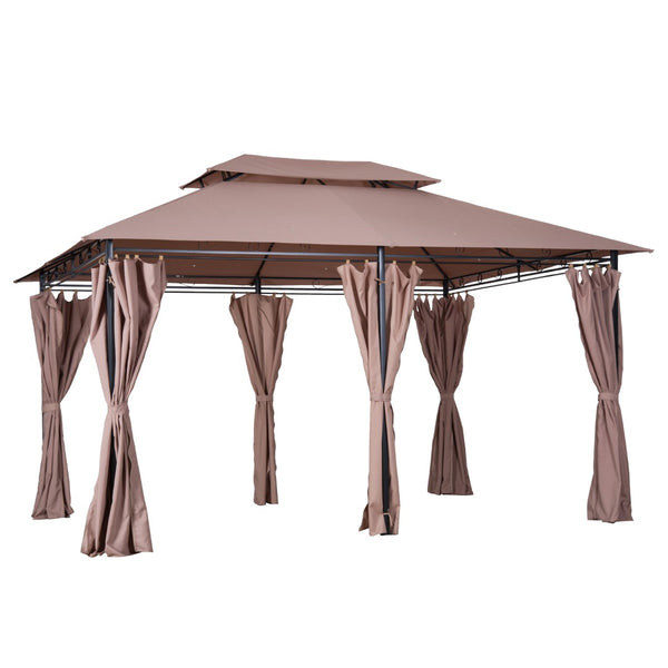 English Elm Outsunny 10' X 13' Outdoor Gazebo Canopy With Vented Roof & Curtains - Perfect For Backyard Relaxation W2225P200567-GIGA