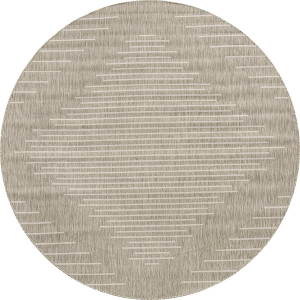 Unique Loom Outdoor Modern Tambor Machine Made Lines Rug Gray, Ivory 7' 10" x 7' 10"
