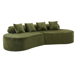 English Elm Modern curved modular sofa with dark plush upholstery, ergonomic design, versatile multi-seat lounge solution for contemporary living rooms Green W3612S00009