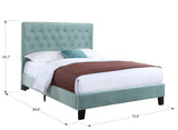 Wallace & Bay Luma Blue Cal King Upholstered Bed - Transitional Style, Easy Assembly, 75.6 x 89.8 x 54.7