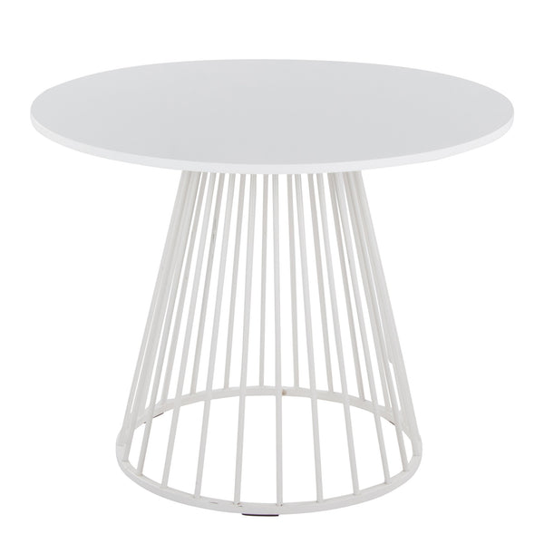 English Elm Canary Cosmo Modern Dining Table - Chic White Metal & Mdf Design For Stylish Dining Spaces B202S01106