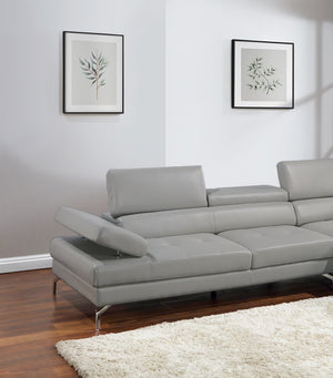 English Elm Light Gray Contemporary 2pc Sectional Sofa Set with Right Chaise, Adjustable Headrests & Armrest B011S01202