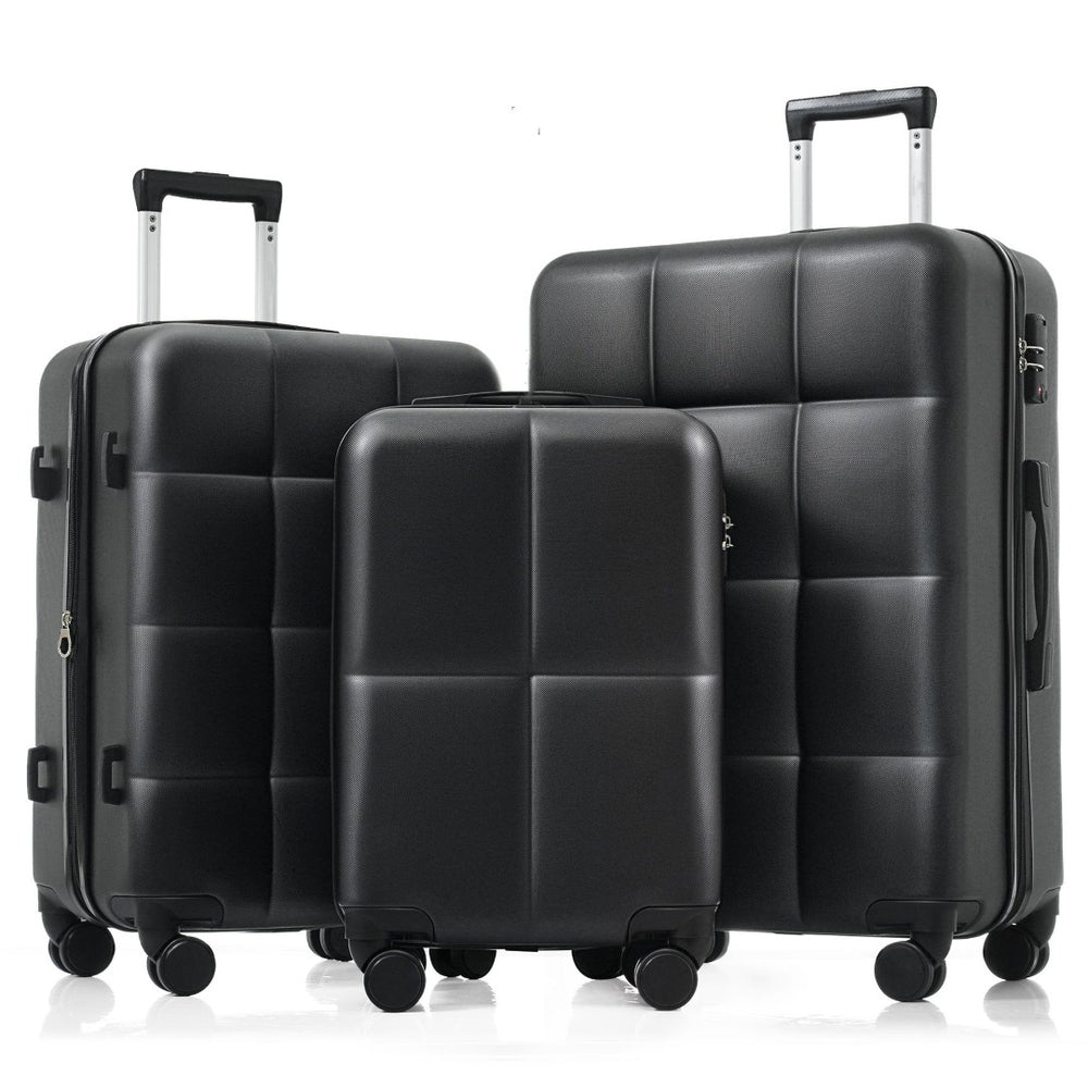 English Elm Luggage Set of 3 Abs Hard Shell Suitcases with Spinner Wheels and Built in Cup Holder Black N726P296016A