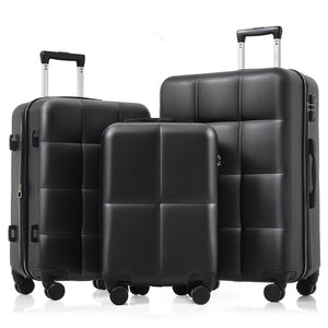 English Elm Luggage Set of 3 Abs Hard Shell Suitcases with Spinner Wheels and Built in Cup Holder Black N726P296016A