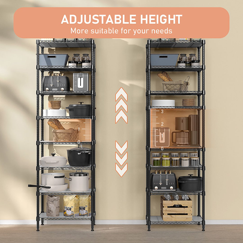 English Elm 8 Tier Heavy Duty Carbon Steel Wire Shelving Unit 2000 Lb Garage Pantry Organizer Black W5386P503961