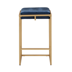 Ulga Velvet Tufted Counter Stool with Gold Base for Kitchen Island Seating