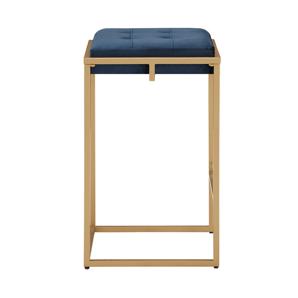 Ulga Velvet Tufted Counter Stool with Gold Base for Kitchen Island Seating
