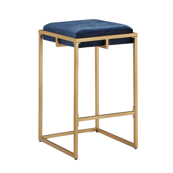 Ulga Velvet Tufted Counter Stool with Gold Base for Kitchen Island Seating