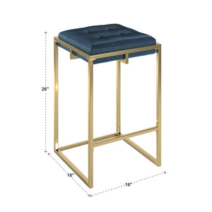 Ulga Velvet Tufted Counter Stool with Gold Base for Kitchen Island Seating