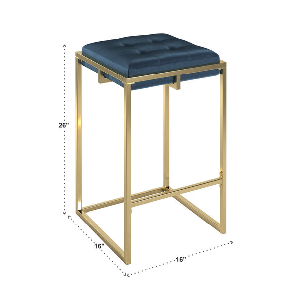 Ulga Velvet Tufted Counter Stool with Gold Base for Kitchen Island Seating