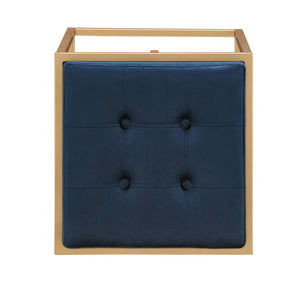 Ulga Velvet Tufted Counter Stool with Gold Base for Kitchen Island Seating