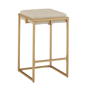Ulga Velvet Tufted Counter Stool with Gold Base for Kitchen Island Seating