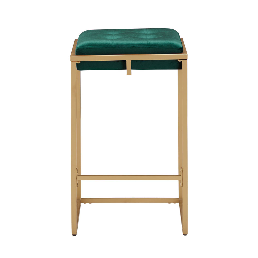 Homelegance Ulga Velvet Tufted Counter Stool with Gold Base for Kitchen Island Seating Gold / Green 778-24GNV