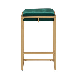Homelegance Ulga Velvet Tufted Counter Stool with Gold Base for Kitchen Island Seating Gold / Green 778-24GNV
