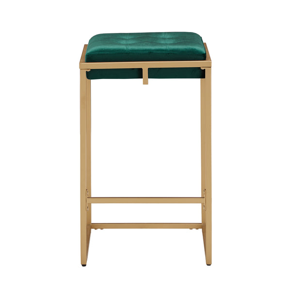 Homelegance Ulga Velvet Tufted Counter Stool with Gold Base for Kitchen Island Seating Gold / Green 778-24GNV