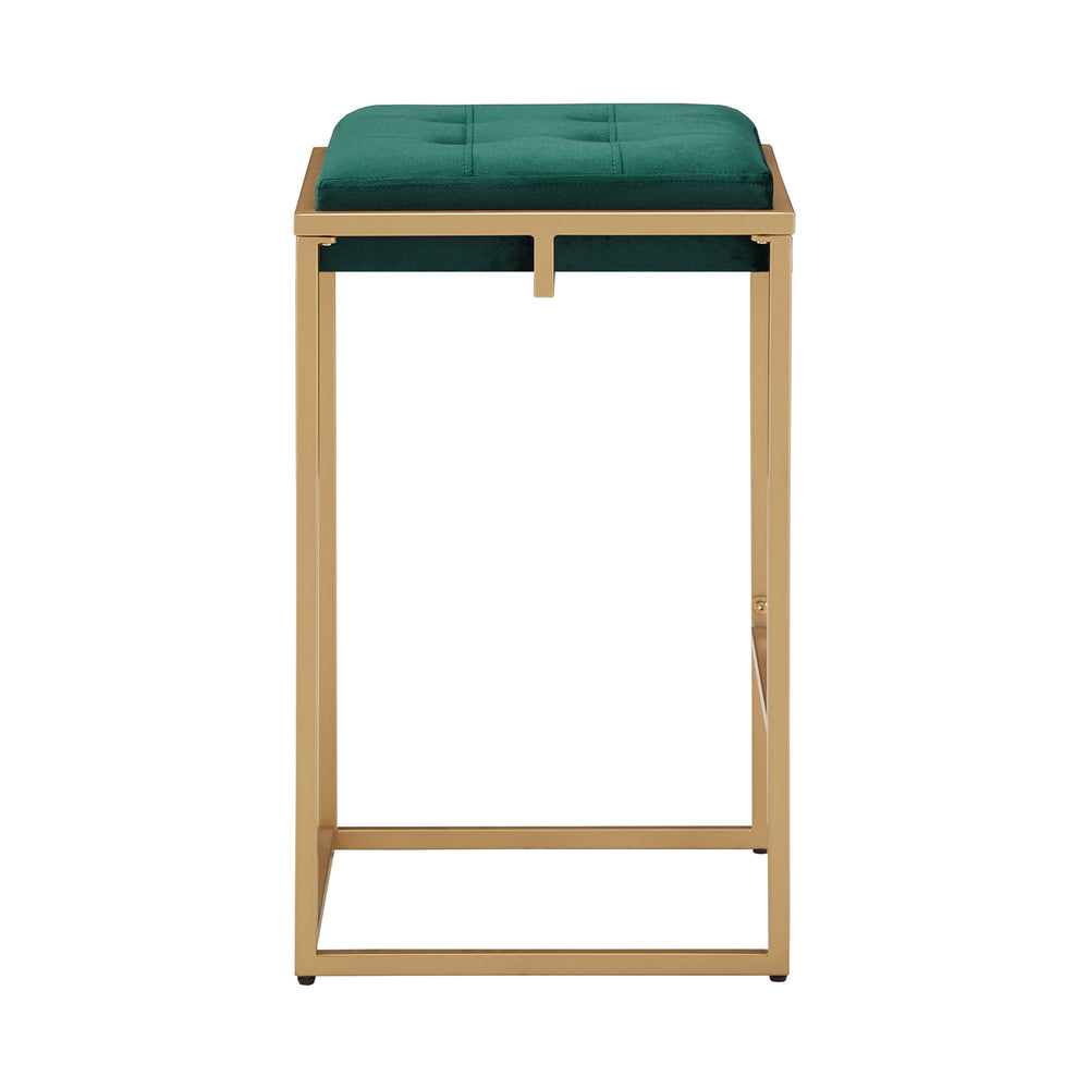 Homelegance Ulga Velvet Tufted Counter Stool with Gold Base for Kitchen Island Seating Gold / Green 778-24GNV
