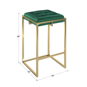Ulga Velvet Tufted Counter Stool with Gold Base for Kitchen Island Seating