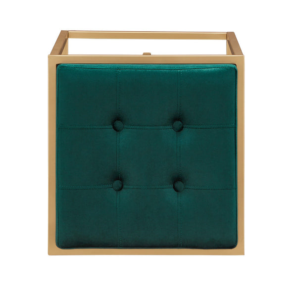 Ulga Velvet Tufted Counter Stool with Gold Base for Kitchen Island Seating