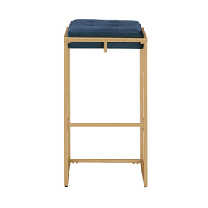 Homelegance Ulga Tufted Velvet Backless Barstools with Gold Metal Base for Kitchen Islands Set of 2 Blue 778-29BUV