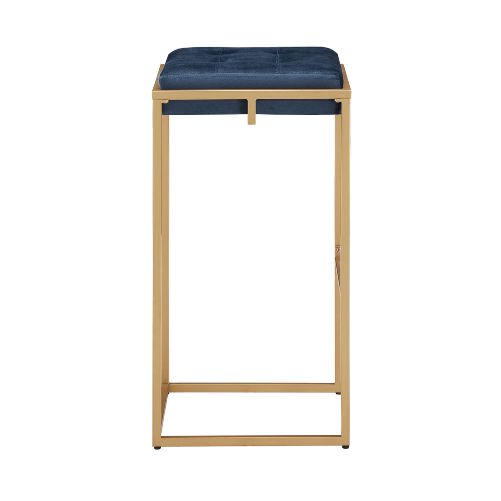 Homelegance Ulga Tufted Velvet Backless Barstools with Gold Metal Base for Kitchen Islands Set of 2 Blue 778-29BUV