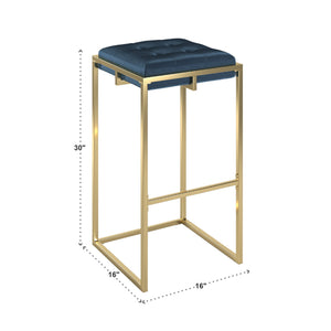 Ulga Tufted Velvet Backless Barstools with Gold Metal Base for Kitchen Islands Set of 2